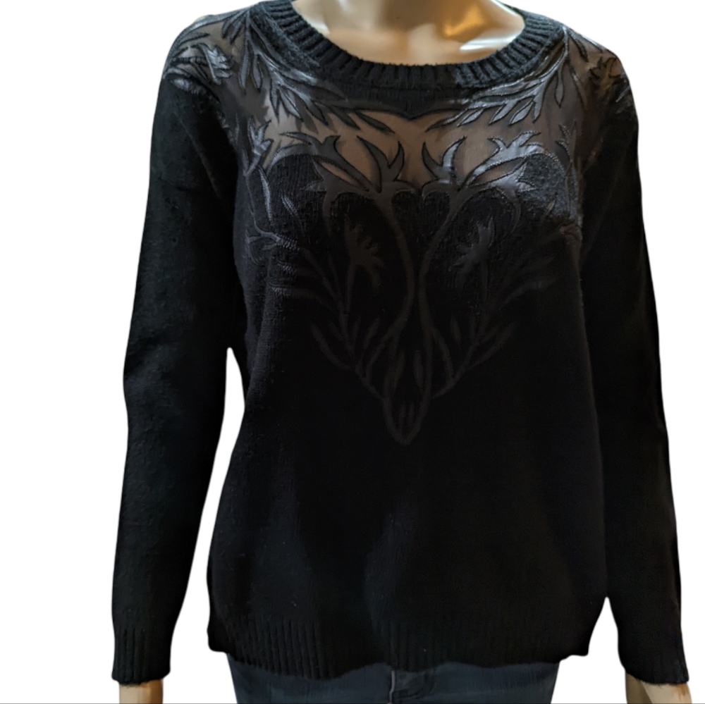 Heartloom Black Lace Sweater Sz S
